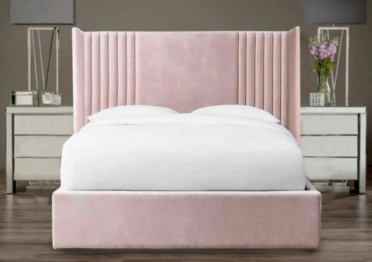Hauga Winged Upholstered Bed Frame