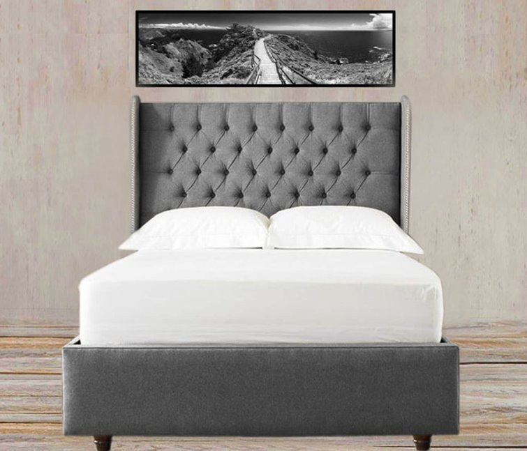 Buckfastleigh Studded Wing Bed Frame/ottoman