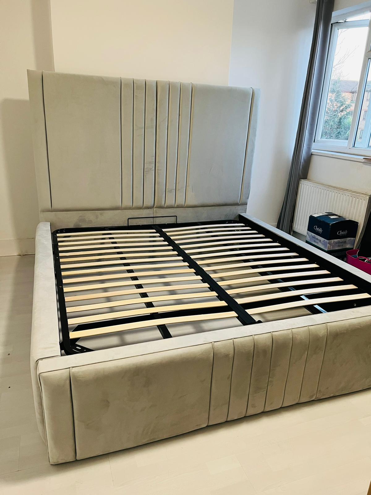 Luxury Milan bed Plush Velvet Bed with Luxury Headboard