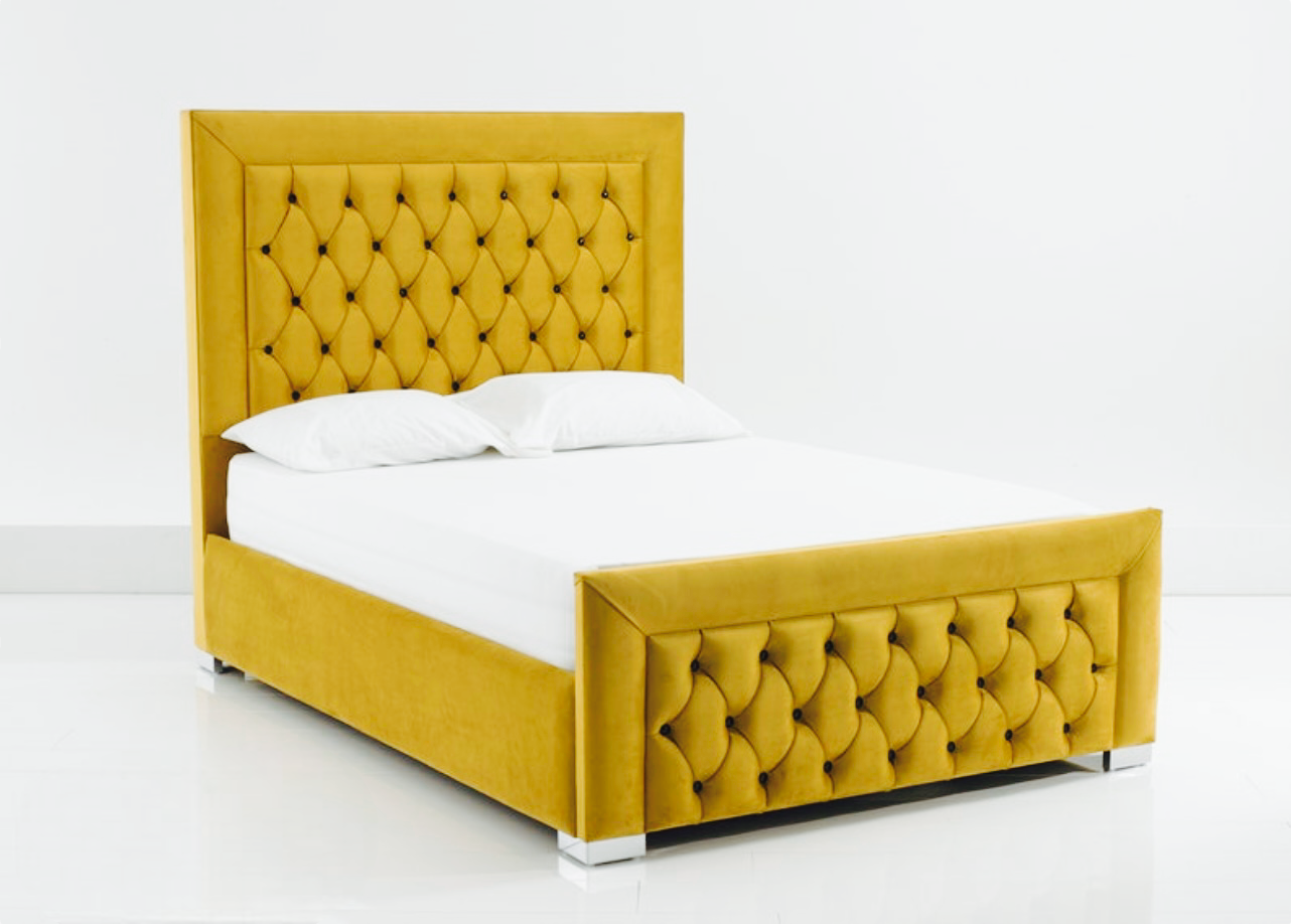 Audrey Upholstered Platform Bed/Bumper Bar