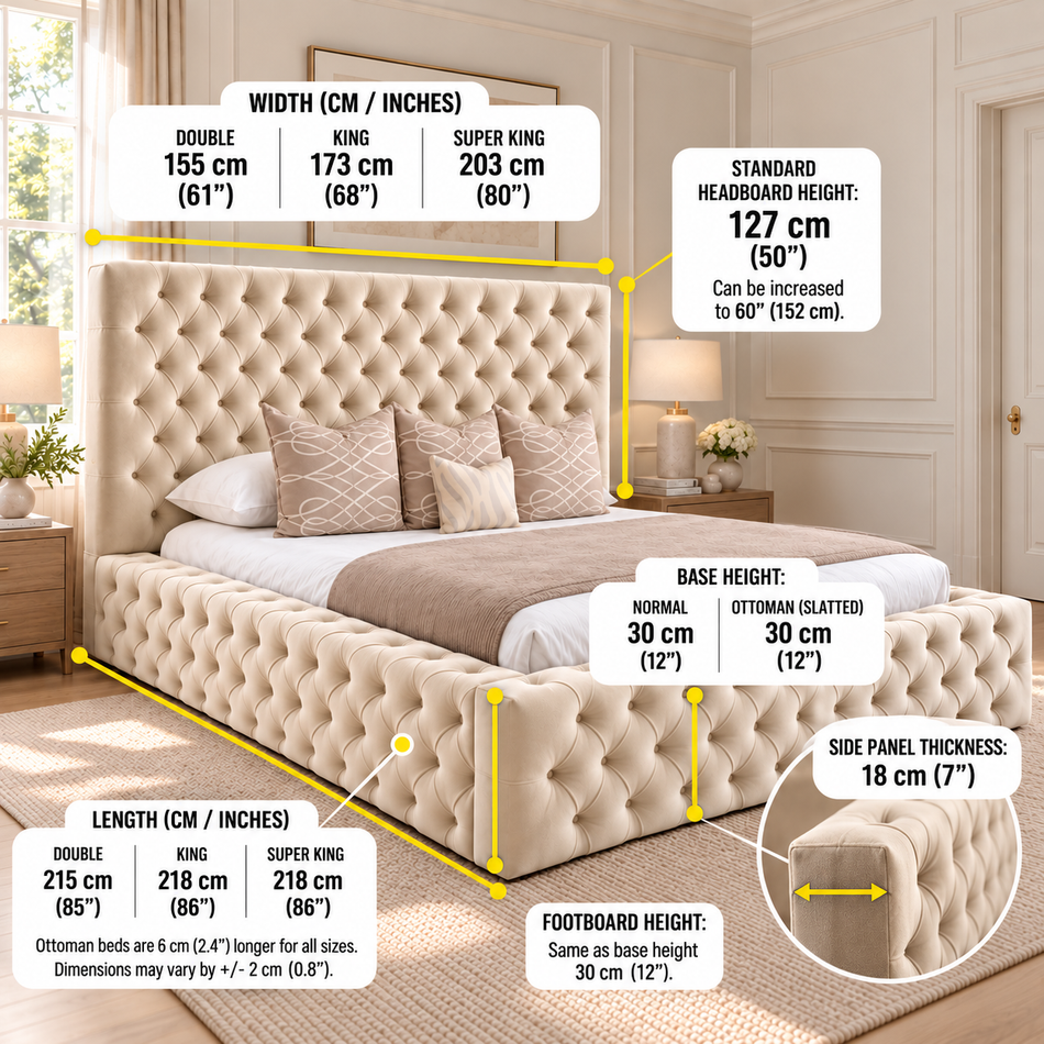 Chesterfield Ottoman Storage Bed – Handmade Upholstered Bed UK