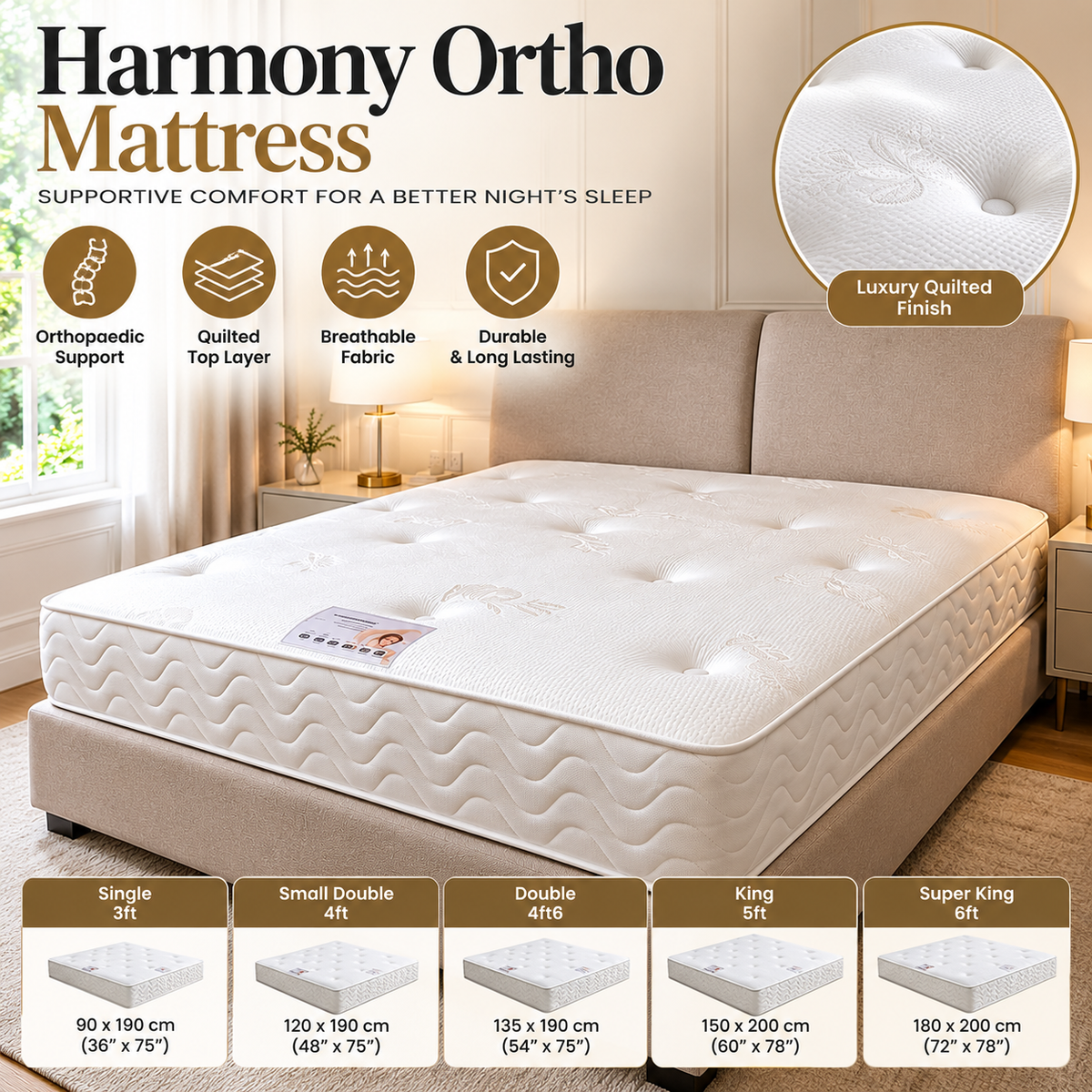 Harmony Ortho Mattress – Comfortable Supportive Mattress for a Restful Night’s Sleep