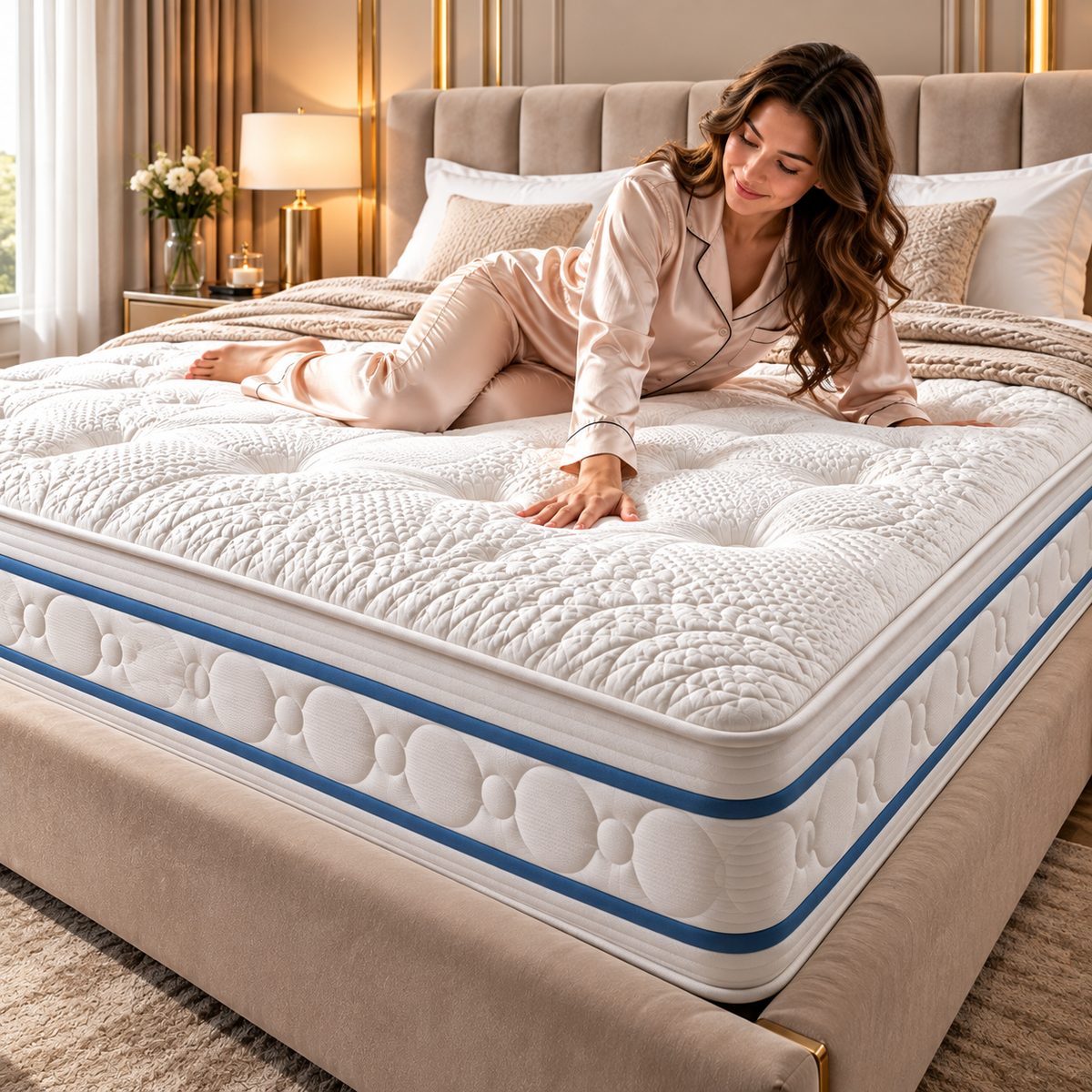 Premium 2000 pocket sprung mattress displayed in an elegant bedroom for comfortable sleep
