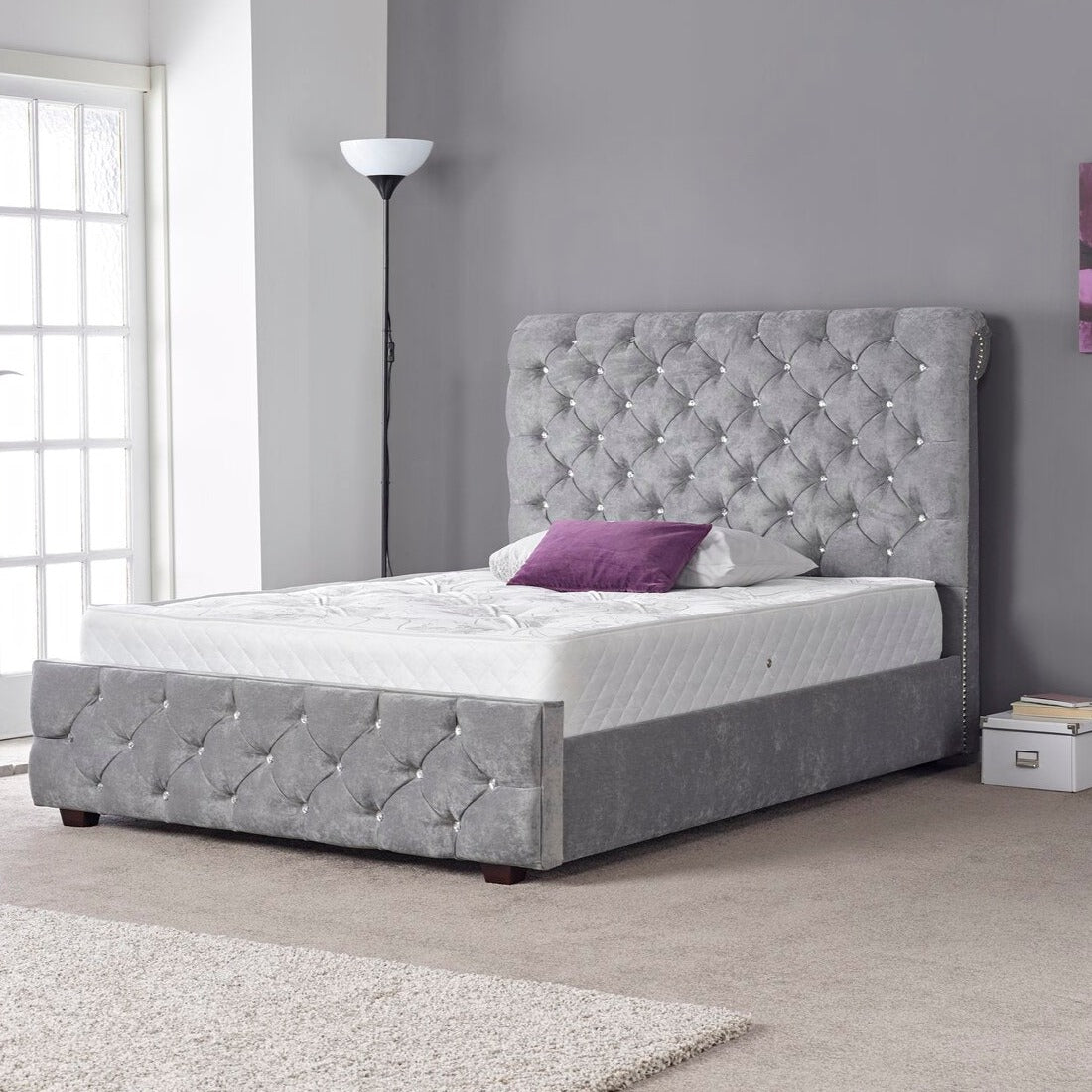 Ainsley Upholstered Sleigh Bed/Studded Bed