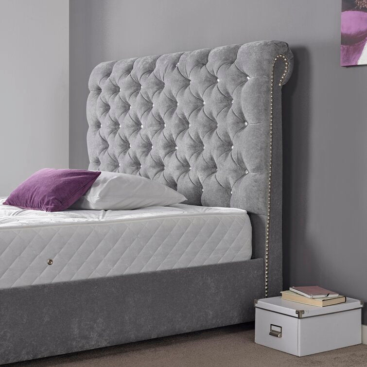 Ainsley Upholstered Sleigh Bed/Studded