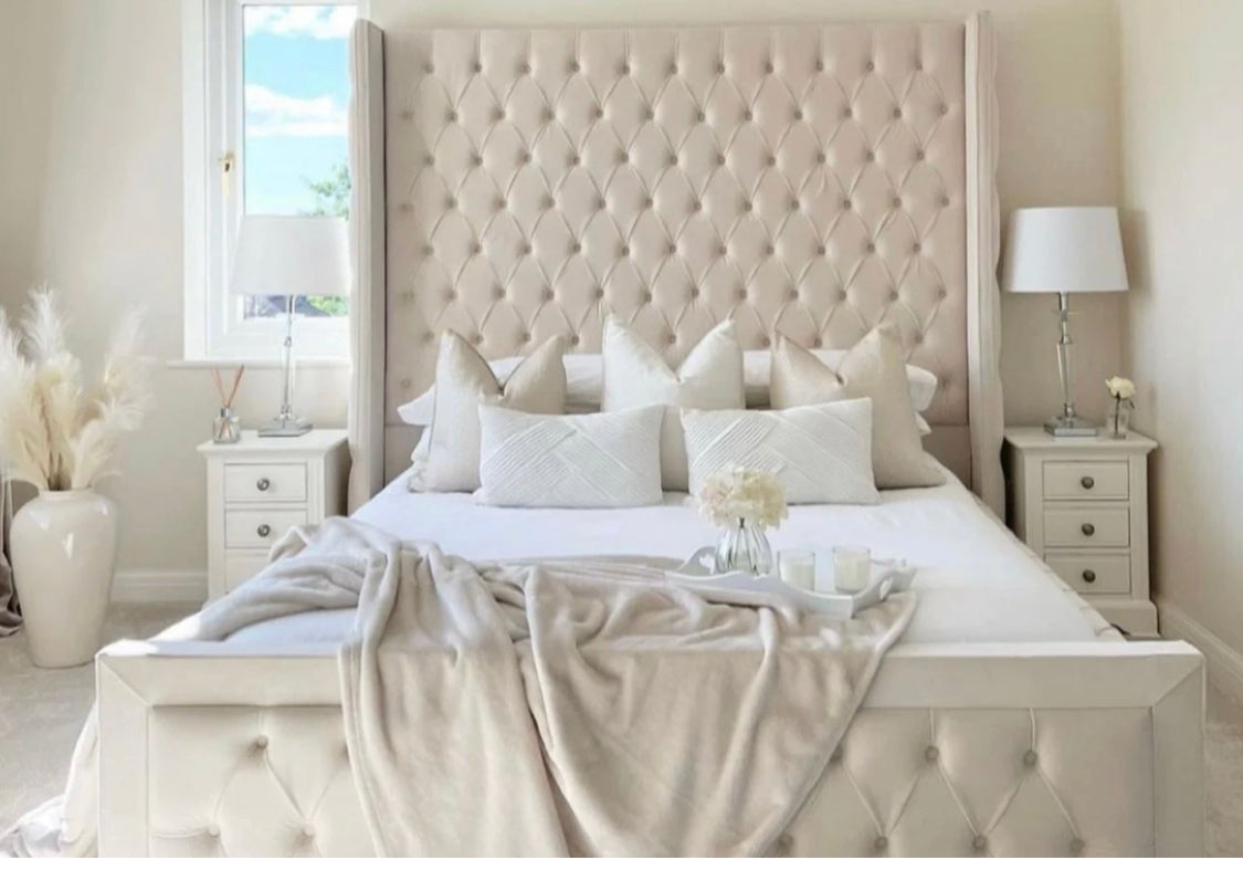 Luxury bed Plush Velvet Bed with Luxury Headboard