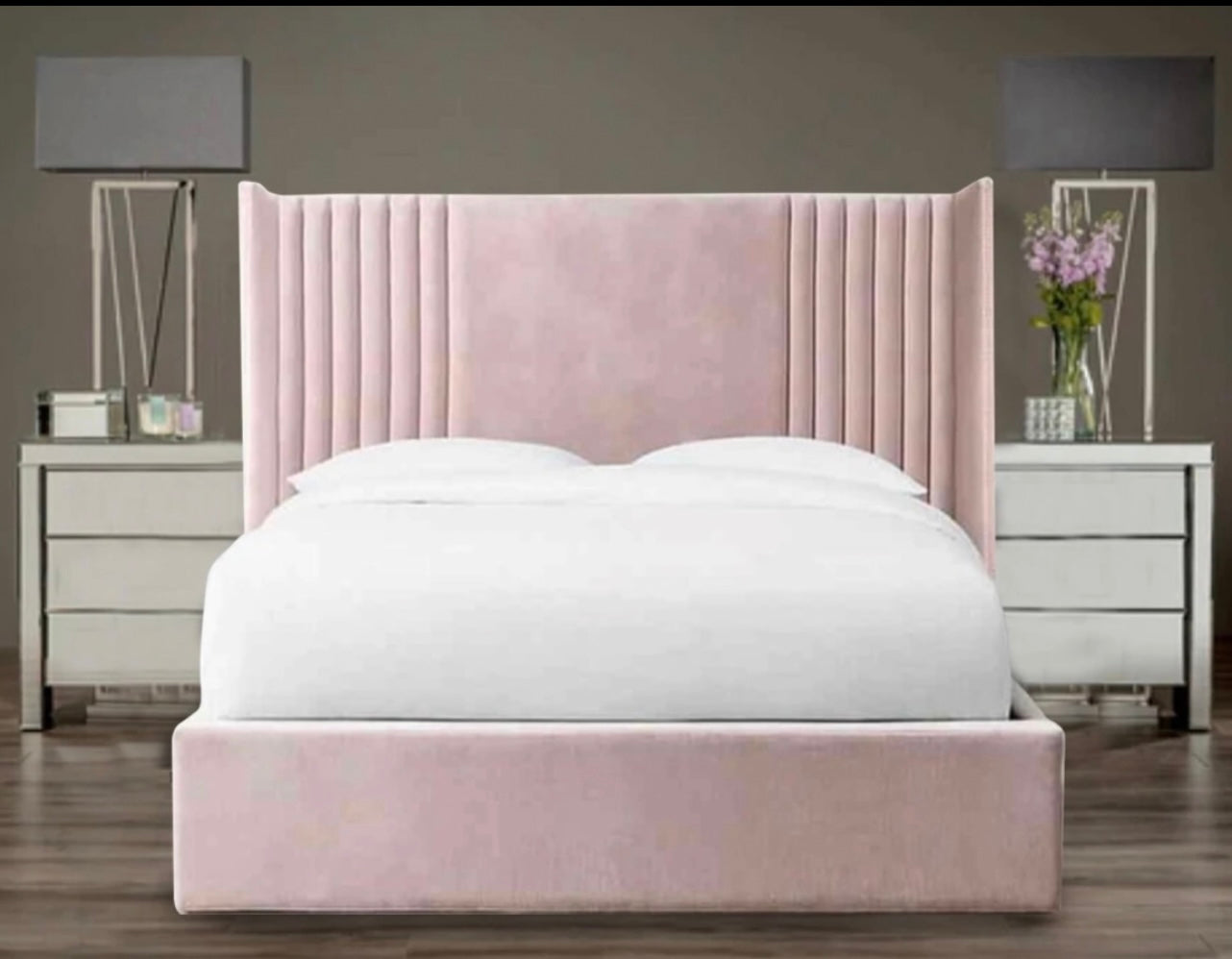Hauga Winged Upholstered Bed Frame/storage bed